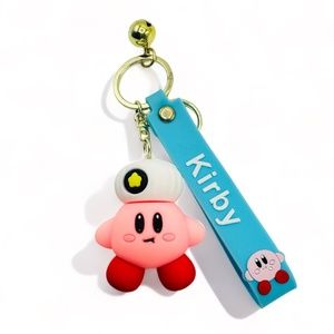 NEW Kirby Chef Hat with Bell and Hand Rope Kawaii Keychain